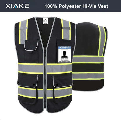 XIAKE Reflective Safety Vest for Men & Women High Visibility Class 2 Vest with Pockets Meets ANSI Standards