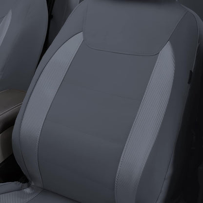 Flying Banner Carbon Fiber Leather Vehicle Seat Covers, Leopard Gray Black, Universal Fit - 8PCS