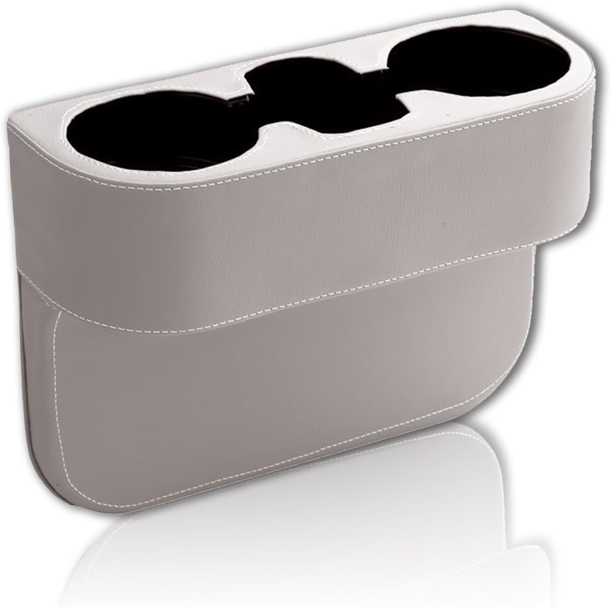 Car Cup Holder, PU Leather Auto Front Seat Organizer, Multifunctional Cup Drink Holders, Gap Filler Storage Box Coin Bucket Console Side Pocket Cell Mobile Phone Holder (Black)