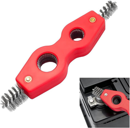 4 in 1 Car Battery Cleaning Brush, Anti-Corrosion Vehicle Battery Terminal Cleaner with Steel Wire, Auto Power Terminal Machine Parts Cleaning Tools, Universal for SUV RV Truck (Black)