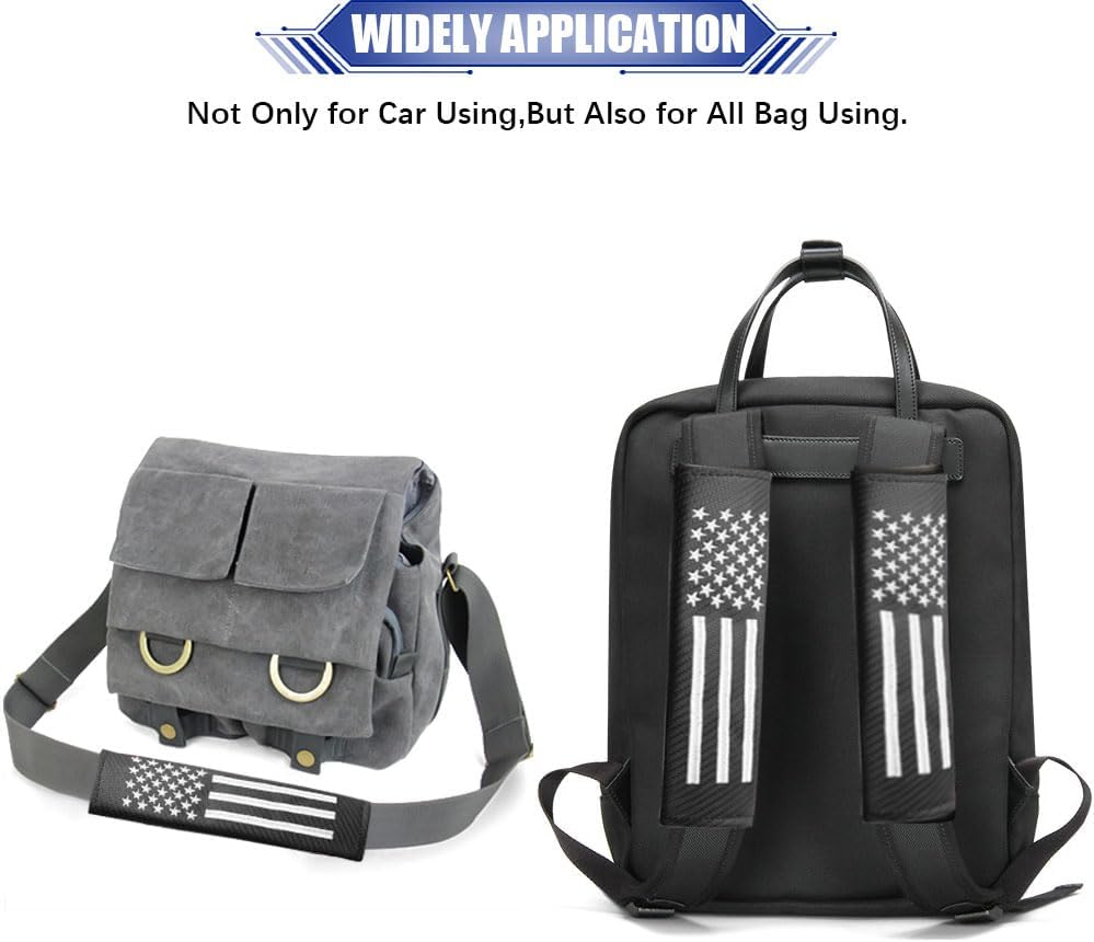 JDDRY 2PC Car Seat Belt Covers Pads,Seatbelt Strap Cover,Seat Belt Shoulder Strap Pads,Carbon Fiber Leather Car Interior Accessories(2Pack,Black-USA Flag)