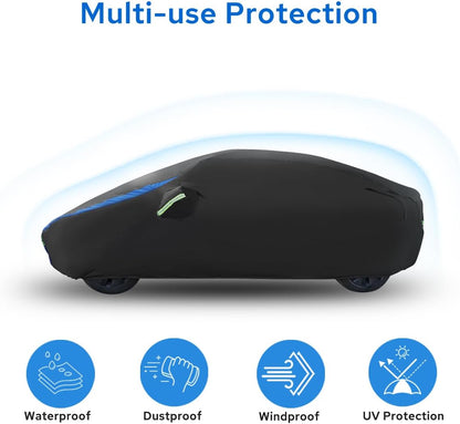 Avecrew Car Cover Waterproof All Weather for Automobiles, Outdoor Heavy Duty Full Exterior Covers for Sedan(194"-208")