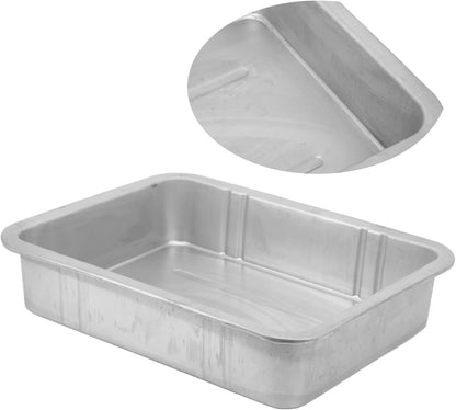 Oil Drain Pan, Universal Metal Oil Change Container with Easy Grip Edges 7-8L Capacity for Cars Motorcycles Boats, Durable Construction for Professional Mechanics and DIY Enthusiasts