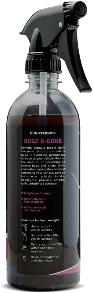 Bugz B-Gone | Grape Scent | Bug Remover 16oz bottle by Swags Sauce - Designed to break down bug residues on contact, making it easier to wash away with minimal scrubbing.