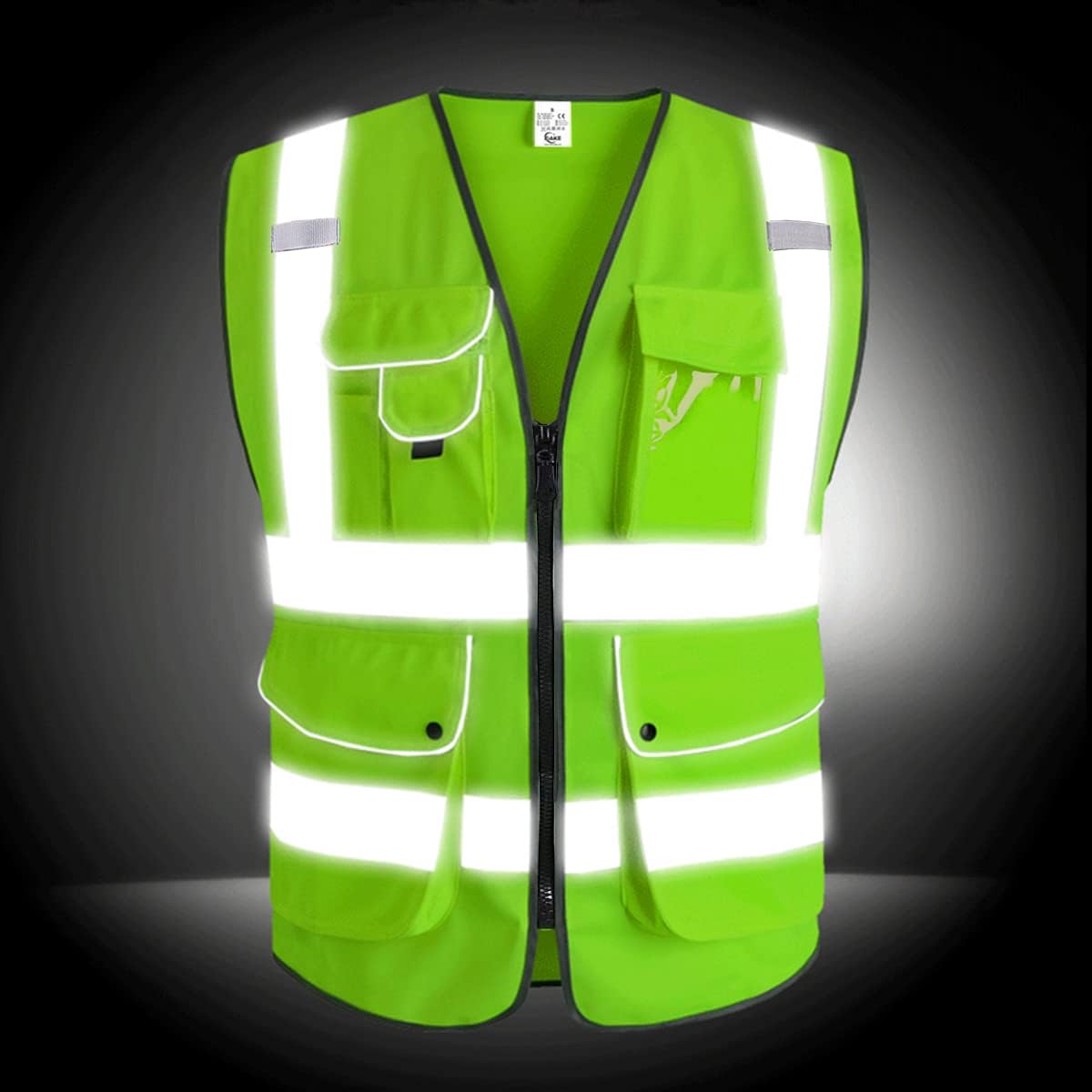 XIAKE 9 Pockets Class 2 High Visibility Reflective Safety Vest for Men Women,Meets ANSI/ISEA Standard