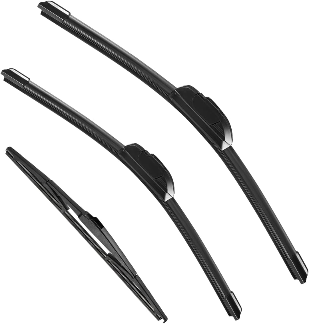 3 Pack Windshield Wiper Blades Compatible with Mazda CX-5 2017-2025 and CX-9 2016-2023, Front and Rear, 24" 18" 14" - Colors A