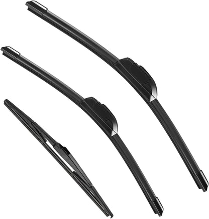 3 Pack Windshield Wiper Blades Compatible with Mazda CX-5 2017-2025 and CX-9 2016-2023, Front and Rear, 24" 18" 14" - Colors A