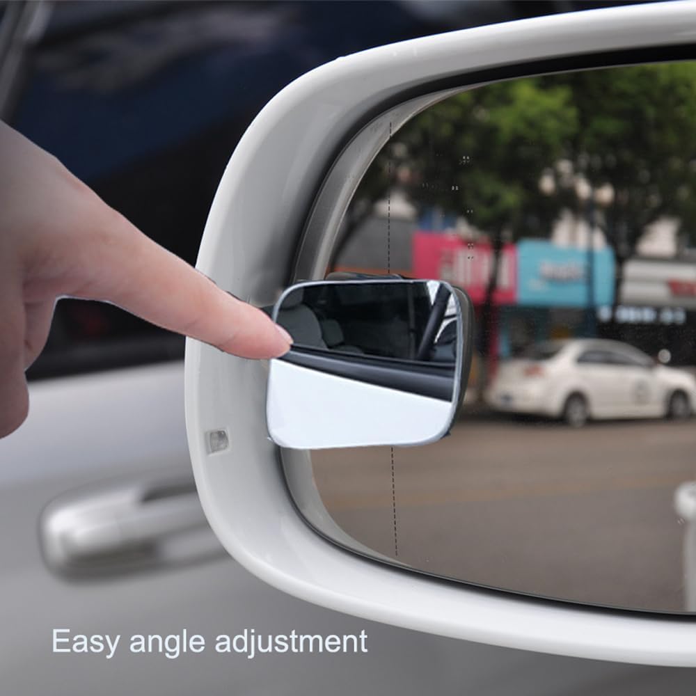 360-Degree Adjustable Frameless Blind Spot Mirror, HD Glass Convex Lens Reversing Auxiliary Mirror 2pcs (Rectangle)