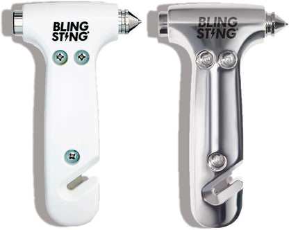 BLINGSTING Safety Hammer - Emergency Automotive Escape Tool with Window Breaker, Seat Belt Cutter & Adjustable Car Visor Strap - Tempered Glass Breaker - Steel Blade - Rose Gold (1 Count)