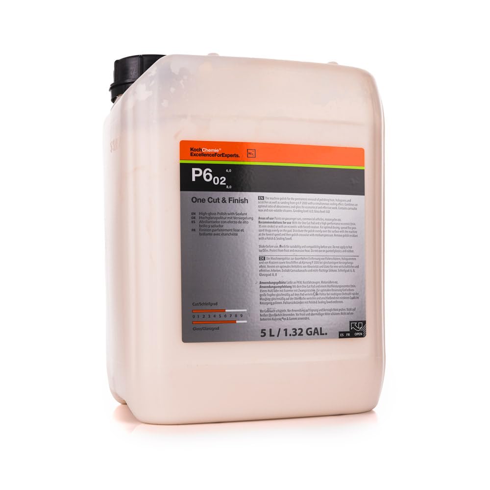 KOCHCHEMIE P6.02 One Cut & Finish - High-Gloss Polishing Compound with Sealant; Remove Scratches and Grindings from Grit Size P2000 and Above with Simultaneous Sealing Effect (250 ml)