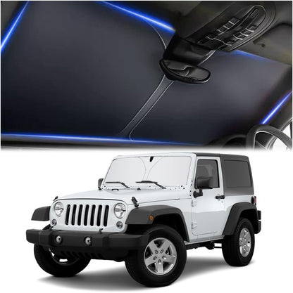 300T Thickened Automotive Glass Sunshade and Comes with Storage Bag,Keep Car Interior Cool,Universal Windshield Sun Shade Fit for Cars,Trucks,SUVs (L: 57.08 * 31.5 inch)