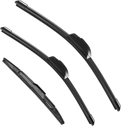3 Pack Windshield Wiper Blades Compatible with Mazda CX-5 2017-2025 and CX-9 2016-2023, Front and Rear, 24" 18" 14" - Colors A
