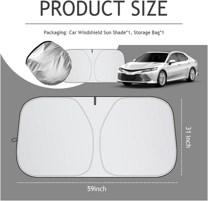 59"x31" Upgraded Car Windshield Sun Shade,Oxford Cloth Sunshade for Car Windshield for Reducing Interior Temperature & Protecting Upholstery,Foldable Cars Sun Shade with Storage Bag