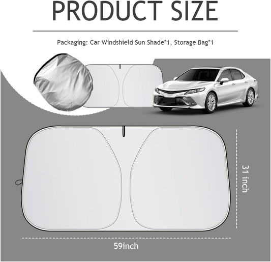 59"x31" Upgraded Car Windshield Sun Shade,Oxford Cloth Sunshade for Car Windshield for Reducing Interior Temperature & Protecting Upholstery,Foldable Cars Sun Shade with Storage Bag