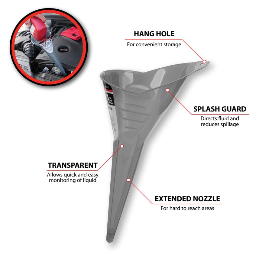 Performance Tool W4053 Clear View Easy-Fill Funnel Set (3 Pieces) - Versatile Liquid Filling Solutions