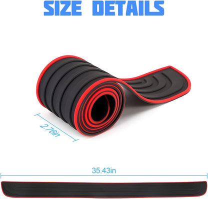 Car Rear Bumper Protector Guard, Anti-Scratch Abrasion Rubber Trunk Door Entry Sill Guard, Non-Slip Vehicle Trim Cover Protection Strip, Car Accessories for Most Cars and SUV (Black/Red/35.4" x2.7)