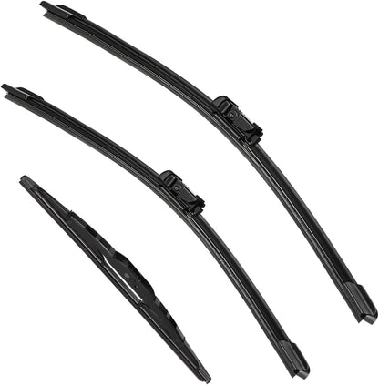 3 Pack Windshield Wiper Blades Compatible with Mazda CX-5 2017-2025 and CX-9 2016-2023, Front and Rear, 24" 18" 14" - Colors A