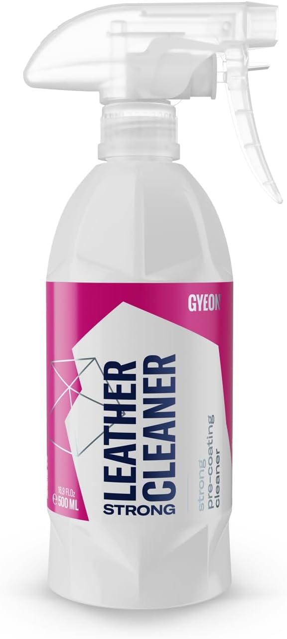 GYEON LeatherCleaner Strong Deep Cleaning Pre‑Coating Leather Cleaner for Cars Removes Oil Dirt Discoloration Interior Safe Matte Finish Surface Prep for Coating Strong Automotive Leather Treatment