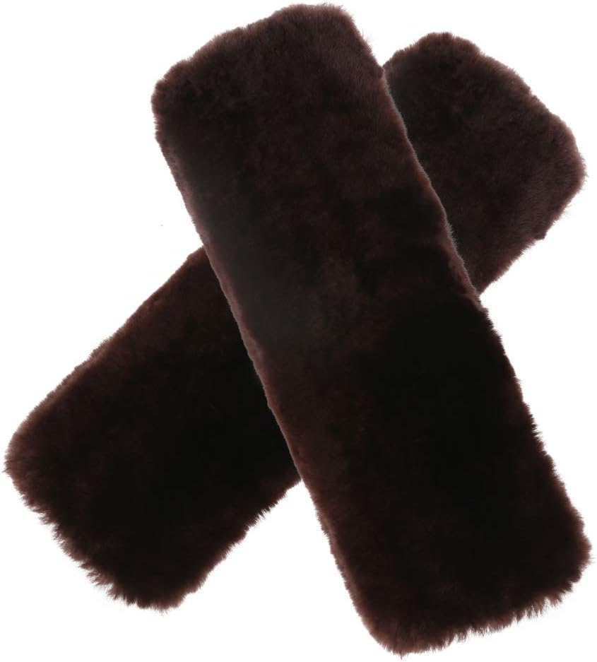 OGLAND Authentic Sheepskin Car Seat Belt Pad,2 Pack Soft Seat Belt Cover for Shoulder Pad Neck Cushion Protector Car Accessories by Genuine Natural Merino Wool (Misty Gray) - Colors A