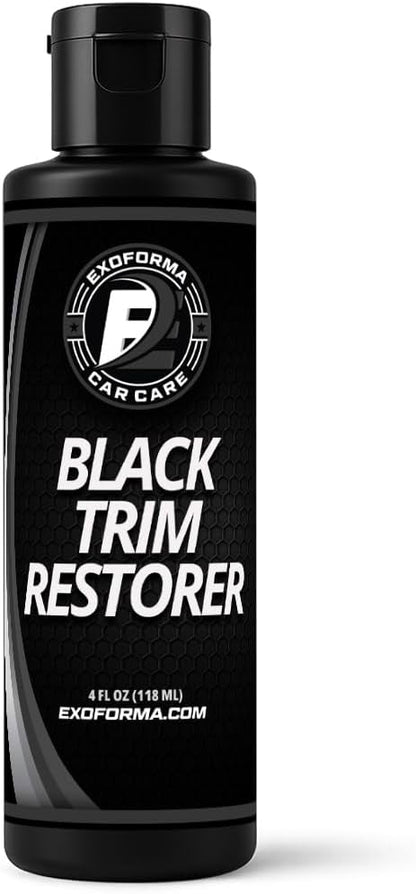ExoForma Black Trim Restorer - Lasts 6+ Months, Dye Infused Waterproof Plastic Restorer for Cars - Perfect for Faded Bumpers, Trim & Vinyl on Jeeps, Truck Beds, Avalanches & ATVs | 4oz Kit