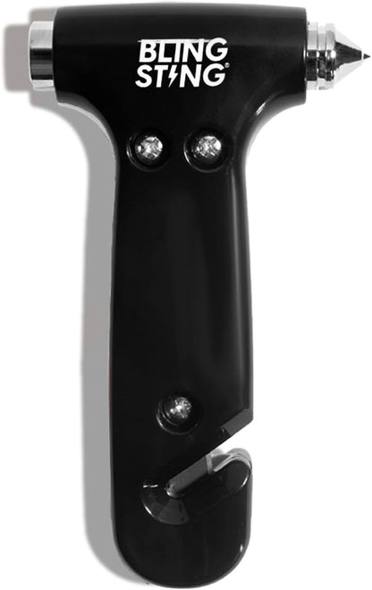 BLINGSTING Safety Hammer - Emergency Automotive Escape Tool with Window Breaker, Seat Belt Cutter & Adjustable Car Visor Strap - Tempered Glass Breaker - Steel Blade - Rose Gold (1 Count)