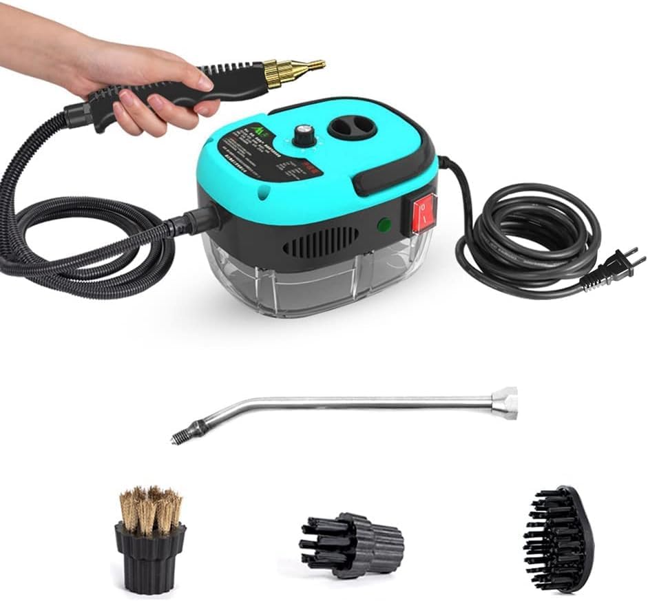 2500W Handheld Steam Cleaner High Temperature Pressurized Steam Cleaning Machine Portable Car Steamer with Brush Heads (Red)