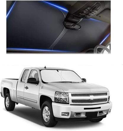 300T Thickened Automotive Glass Sunshade and Comes with Storage Bag,Keep Car Interior Cool,Universal Windshield Sun Shade Fit for Cars,Trucks,SUVs (L: 57.08 * 31.5 inch)