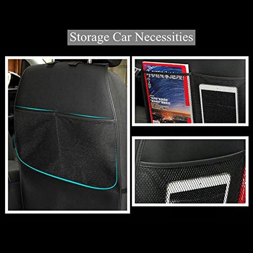 HCMAX 2 Pack Kick Mat Car Seat Back Protector Waterproof Easy to Clean Multifunctional Organizer Storage Bag Travel Accessory PU Leather Black