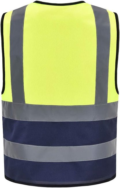 AYKRM 12 colour High visibility viz vest hi vis viz reflective work construction safety vest (XS-8XL) - Colors B
