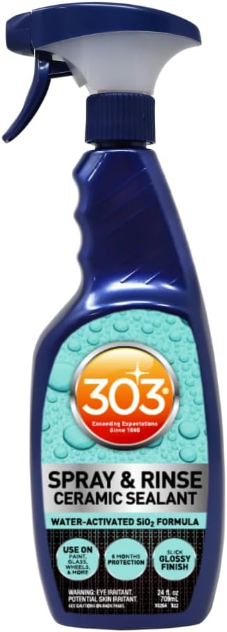 303 Products Spray & Rinse Ceramic Sealant – Quick Ceramic Coating – Water-Activated SiO2 Formula – 6 Months of Protection – Water Repellent Ceramic Spray – Easy to Use – 16 Oz (Pack of 1) (30262)