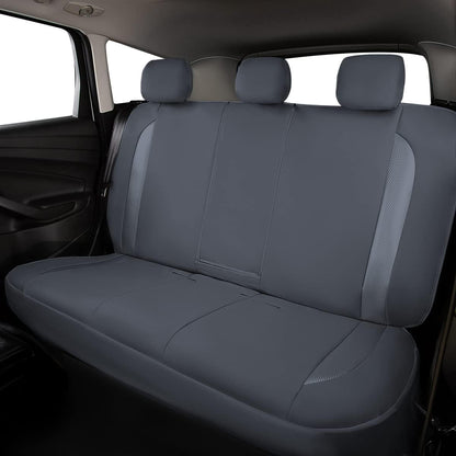 Flying Banner Carbon Fiber Leather Vehicle Seat Covers, Leopard Gray Black, Universal Fit - 8PCS