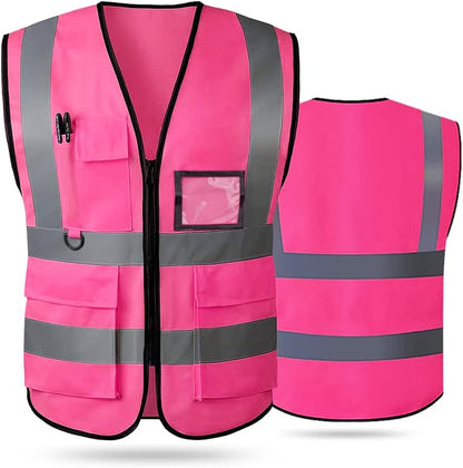 Reflective Safety Vest for Women Men High Visibility Security With Pocket Zipper Front Meet ANSI/ISEA Standard