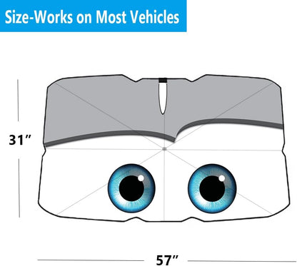 Windshield Sun Shade 2025 Car Accessories 100% Blackout Car Front Windsow Shades Umbrella Automotive Sun Visor Block Heat Insulation Protection (Black Eyes)