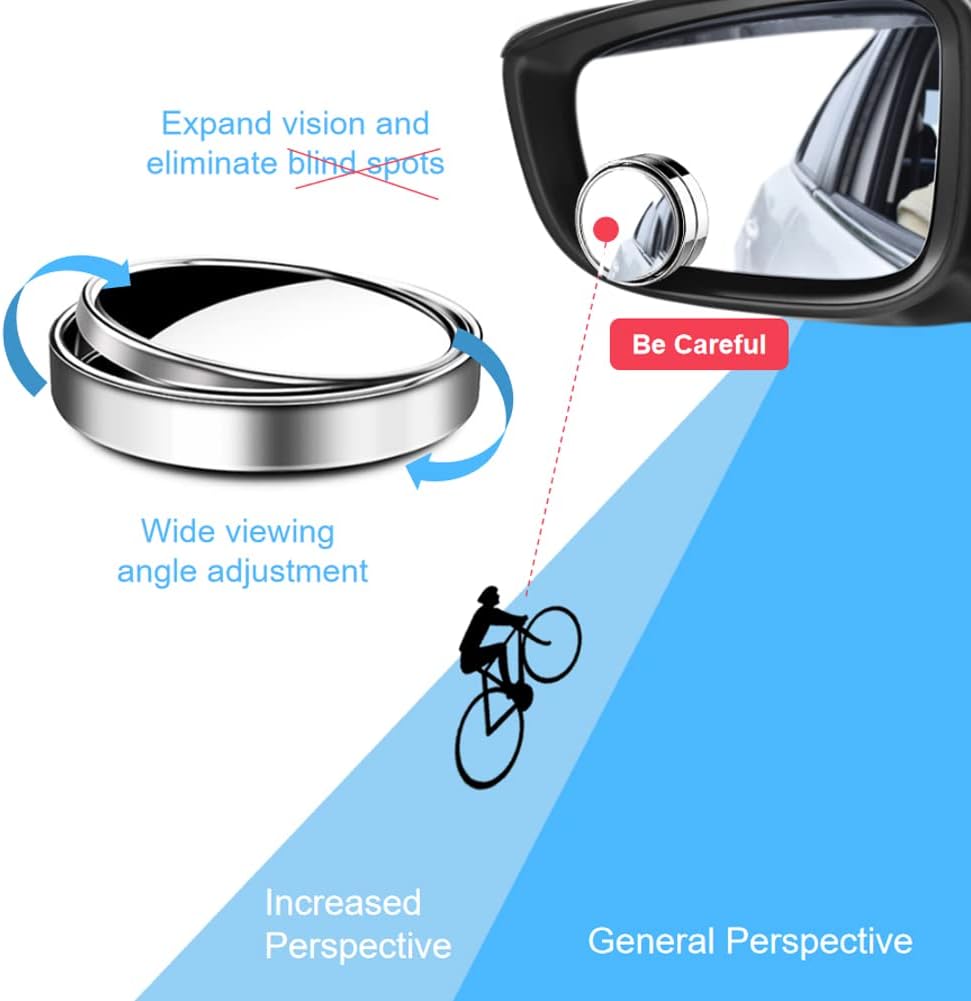 OBTANIM 4 Pack Blind Spot Mirror 2 Inch Angle Adjustable HD Glass Round Car Side Rear View Convex Mirror Accessories with Frame for Car SUV Trucks Motorcycles
