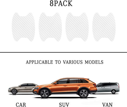 4PCS Sticker, Carbon Fiber Anti-Scratches Car Door Cup Protector, Non-Marking Auto Door Handle Protective Film, Universal for Most Car Handles (Black/4PCS)