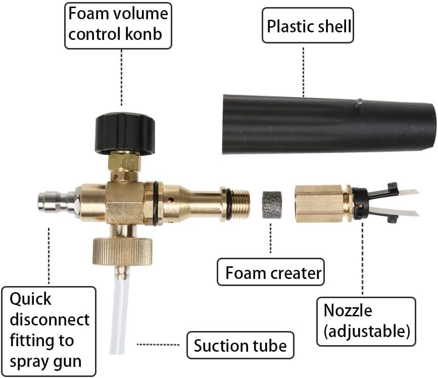 Sooprinse Foam Cannon Kit with Pressure Washer Short Gun, 1 L Snow Foam Lance with 1/4 Inch Quick Connector, Foam Blaster with Pressure Washer Gun,4000 PSI, Black