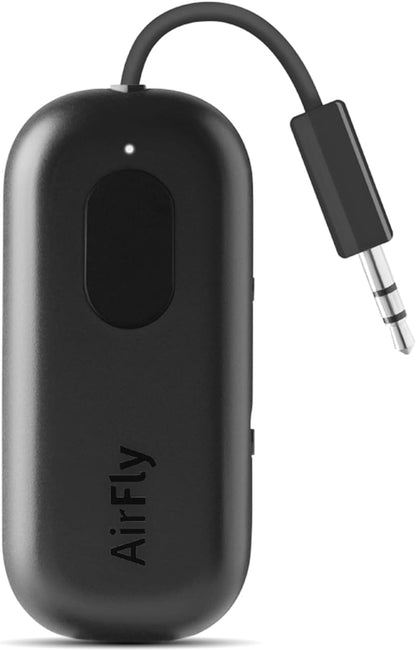 AirFly Pro 2 Deluxe – Bluetooth Adapter for Airplane, Pair 2 AirPods or Wireless Headphones – 3.5mm AUX Bluetooth Transmitter/Receiver for Cars, Boats, Treadmills, TVs – Airplane Travel Essentials