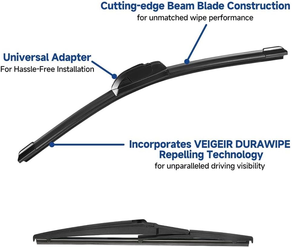 3 Pack Windshield Wiper Blades Compatible with Mazda CX-5 2017-2025 and CX-9 2016-2023, Front and Rear, 24" 18" 14" - Colors B