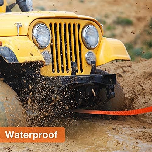 Recovery Tow Strap 2in X 20ft Heavy Duty 20,000 lbs Break Strength, Use for Emergency Towing Rope, Tree Saver, Winch Extension, Triple Reinforced Loops, Protective Sleeves,Car Accessories