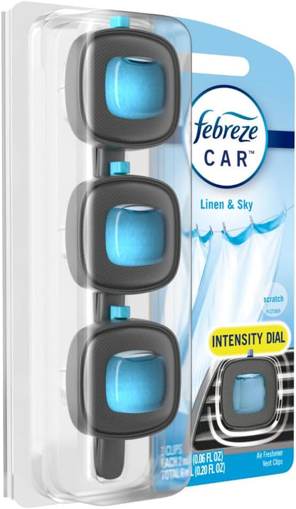 Febreze Car Air Freshener, Odor-Fighting Automotive Vent Clip, Gain Original Scent, 3 Count