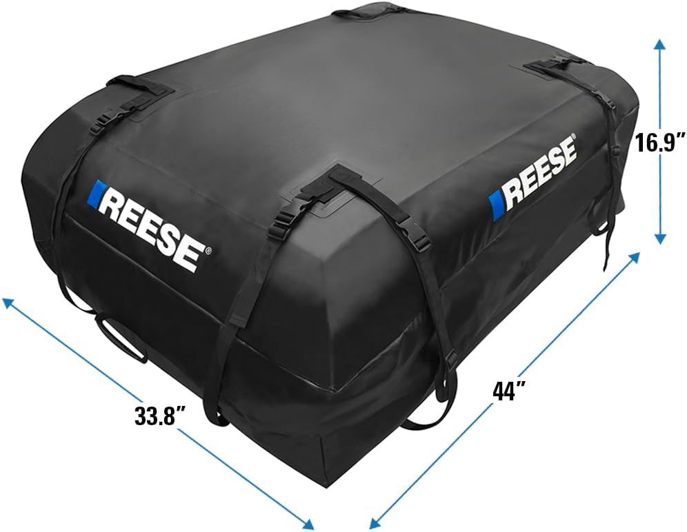 Reese 59007 Waterproof Rooftop Cargo Carrier Bag for Cars, SUVs or Trucks with/Without Roof Racks, 22 Cubic Feet, Heavy Duty 840D Abrasion-Resistant PVC Fabric with Anti-Slip Mat