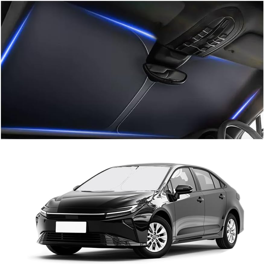 300T Thickened Automotive Glass Sunshade and Comes with Storage Bag,Keep Car Interior Cool,Universal Windshield Sun Shade Fit for Cars,Trucks,SUVs (L: 57.08 * 31.5 inch)