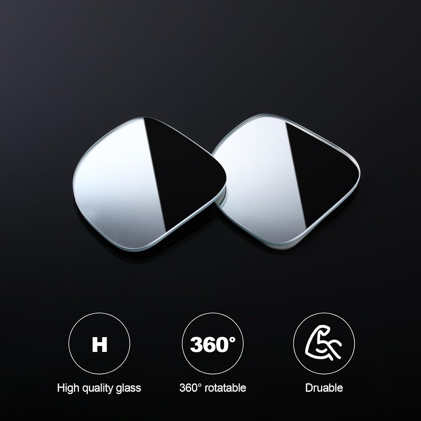 Mudder 4 Pcs Blind Spot Automobile Car Mirror Glass Frameless Convex Mirror Blindspot Side Blindspot Rearview Wide-angled Rear View Mirrors with Adjustable Stick for Suv Trucks Car Accessories