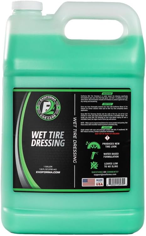 ExoForma Wet Tire Dressing Spray - Extremely High Shine Tire Dressing for That Wet Look - No Sling, Non-Greasy Silicone Formula with UV Protection - Easy to Apply, Minimal Cure Time - 16 fl oz