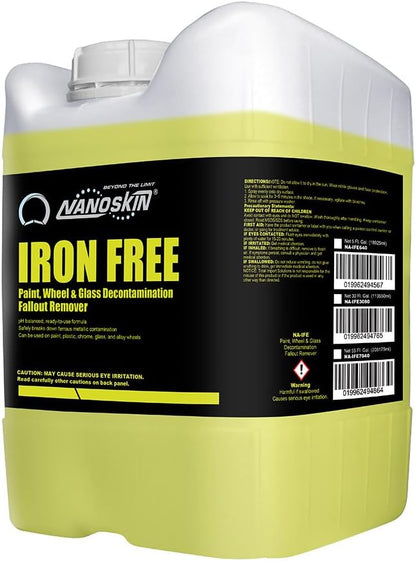 Nanoskin IRON FREE Paint, Wheel and Glass Decontamination Fall Out Remover 1 Gallon - Removes Iron Particles in Car Paint, Motorcycle, RV & Boat | Use before Clay, Wax or Car Wash for Car Detailing