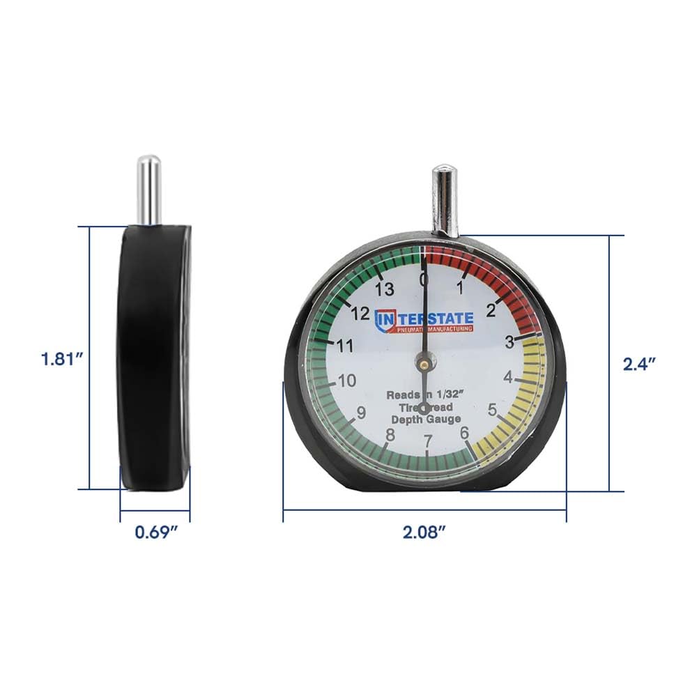 Interstate Pneumatics TG32 Professional Dial Type Tire Tread Depth Gauge