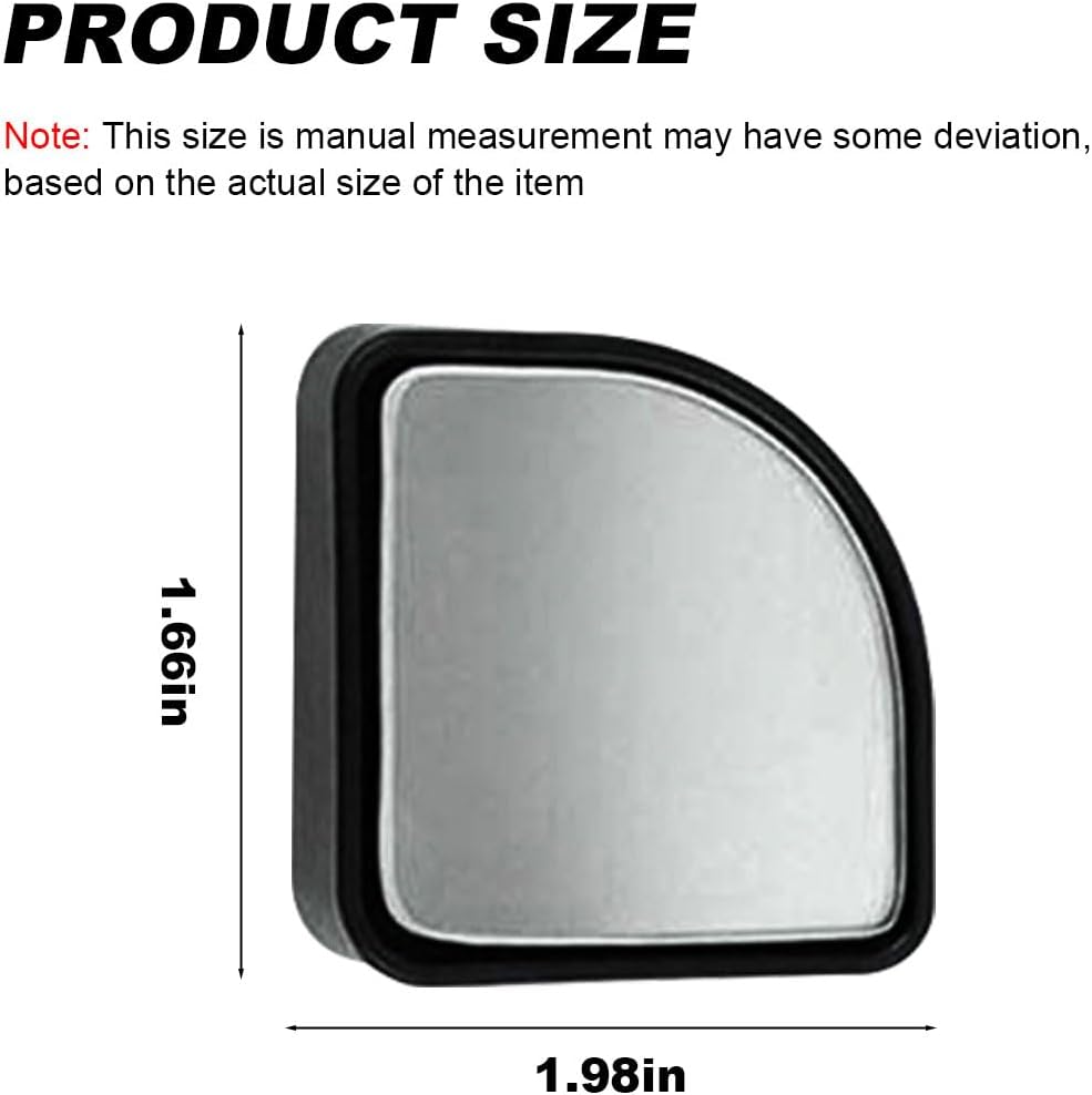 2PCS Fan Shaped Blind Spot Mirrors for Cars, 360 Degree Convex Wide Angle Rear View Mirror, Adhesive HD Glass Side Mirror, Universal Auxiliary Safety Parking Mirror for Cars SUVs Trucks (Black)
