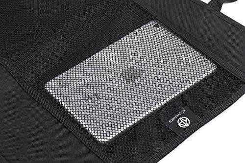 Premium Car Kick Mat and Organizer (2-Pack) – BOGO Waterproof Protection – Mesh Storage – Universal Fit – Protects and Stores Tablets, Toys, and Phones
