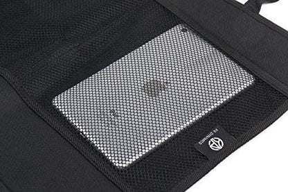 Premium Car Kick Mat and Organizer (2-Pack) – BOGO Waterproof Protection – Mesh Storage – Universal Fit – Protects and Stores Tablets, Toys, and Phones