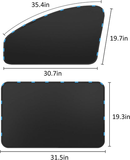 Car Window Sun Shades Curtains - Magnetic Privacy Curtains Side Window Sun Shades 100% Block Light Car Window Covers with Cooler Feeling 4Pcs, Thicken(Thickset, 4pcs)